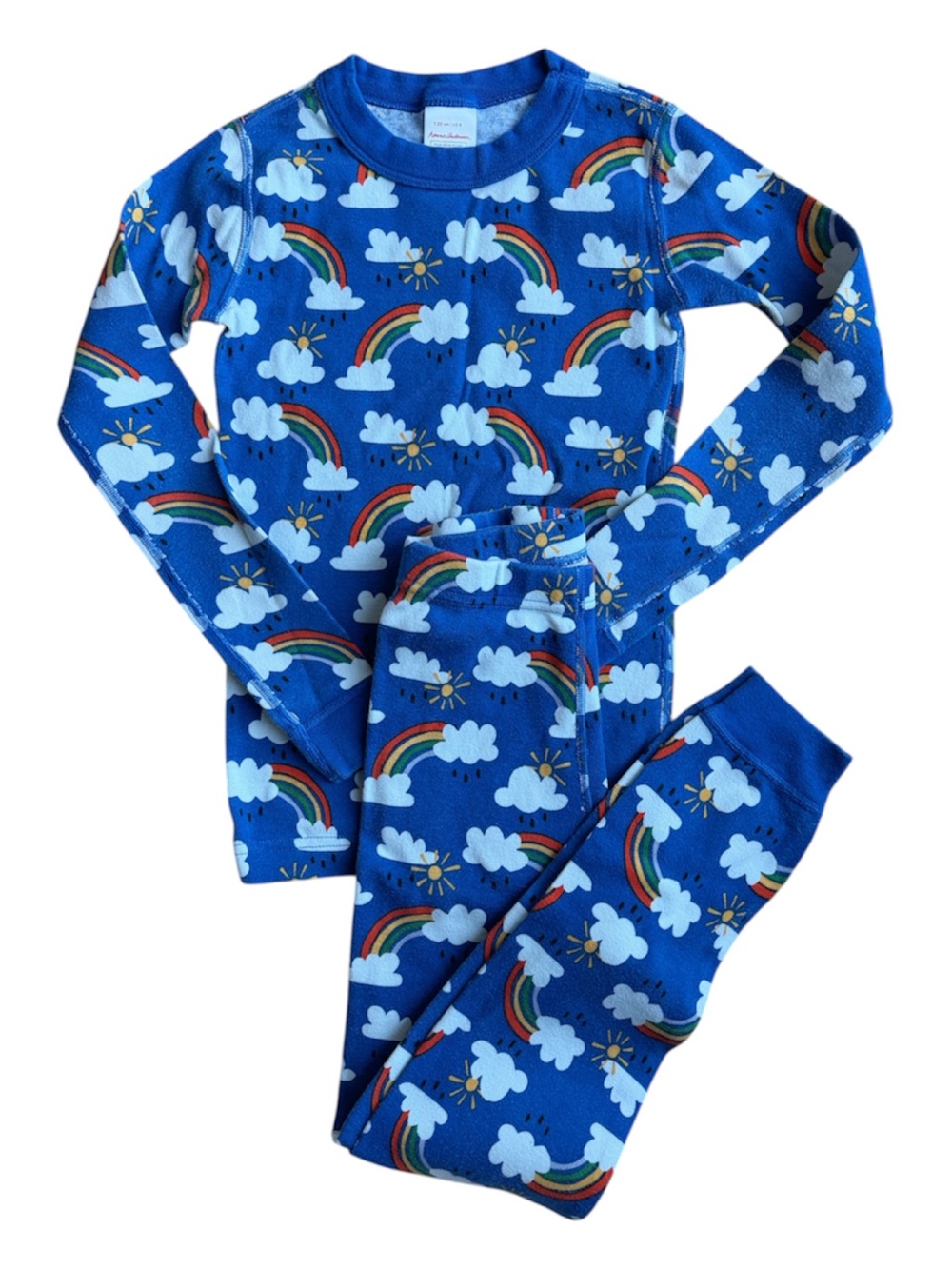 Hanna Andersson Blue Rainbow & Cloud Pajama Set